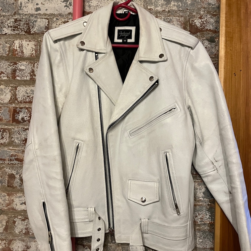White Leather Jacket sz M